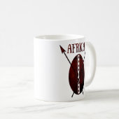 Traditionele Afrikaanse schildspeer afro kunst Koffiemok (Voorkant rechts)