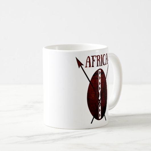 Traditionele Afrikaanse schildspeer afro kunst Koffiemok (Voorkant rechts)