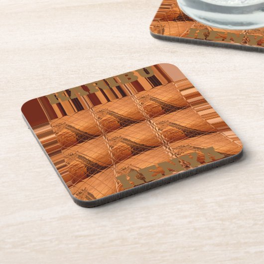 Traditionele Afrikaanse spiegel: geweven Giraffe Bier Onderzetter (Linkerzijde)