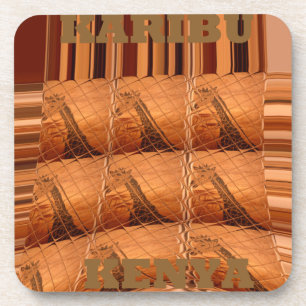 Traditionele Afrikaanse spiegel: geweven Giraffe Bier Onderzetter