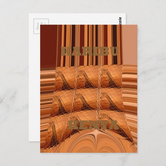 Traditionele Afrikaanse spiegel: geweven Giraffe Briefkaart (Voorkant / Achterkant)