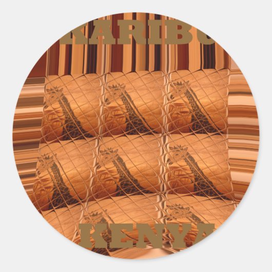 Traditionele Afrikaanse spiegel: geweven Giraffe Ronde Sticker (Voorkant)