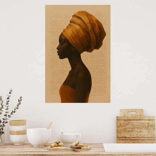 Traditionele Afrikaanse Vrouw Boho Stijl Wandkunst Poster (Keuken)