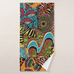 Traditionele afrikaanse weefsels en wilde dierenhu badhanddoek