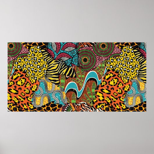 Traditionele afrikaanse weefsels en wilde dierenhu poster (Voorkant)