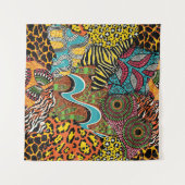 Traditionele afrikaanse weefsels en wilde dierenhu wandkleed (Voorkant (horizontaal))