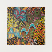 Traditionele afrikaanse weefsels en wilde dierenhu wandkleed (Voorkant)