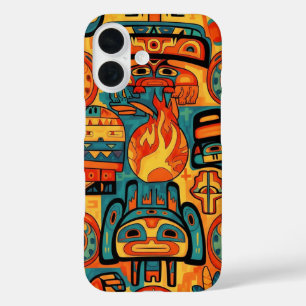TRADITIONELE AMERIKAANSE INDIANSE KUNST iPhone 16 HOESJE