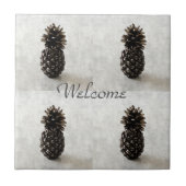 Traditionele ananas Welkom Grijs Tegeltje (Voorkant)