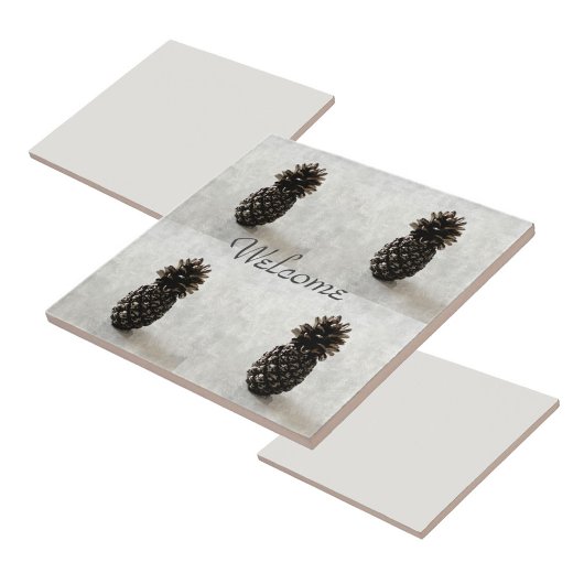 Traditionele ananas Welkom Grijs Tegeltje