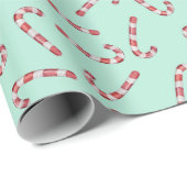 Traditionele Aqua Candy Cane Vintage Kerstmis Cadeaupapier (Rol Hoek)