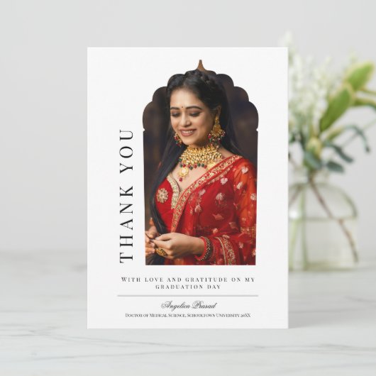 Traditionele Arch Afstuderen bedankkaart (Staand voorkant)