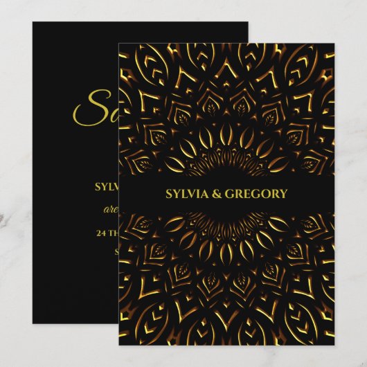 Traditionele Art Deco etnische elegante luxe bruil Save The Date (Voorkant / Achterkant)