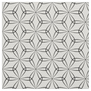 Traditionele Asanoha Style 02 - Zwart op wit Stof