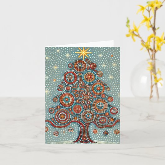 Traditionele Australische Kunst Kerstmis Kaart (Gele Bloem)