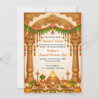 Traditionele Ayushya Homam Puja Uitnodigingskaart Kaart