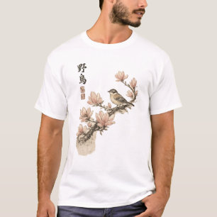Traditionele Aziatische Kunst Vogel Magnolia T-shirt