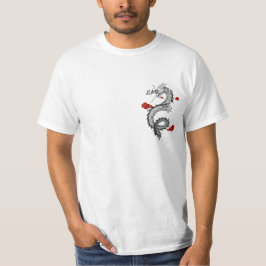 Traditionele Aziatische Mythische Draak & Rode Wol T-shirt