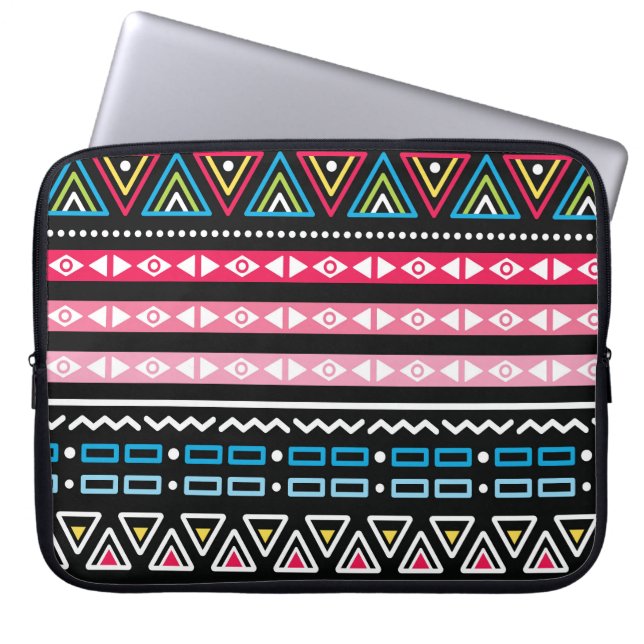 Traditionele Aztec naadloos drievoudig folkpatroon Laptop Sleeve (Voorkant)