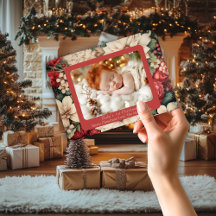 Traditionele Baby's 1e Kerst Rode Bloemen Foto