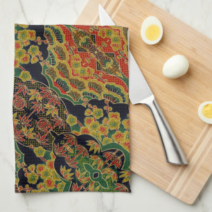 Traditionele bamboe blad Japanse pruimenbloem Theedoek