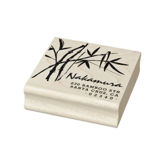 Traditionele Bamboe Ink Script Naam Retouradres Rubberstempel (Stempel)