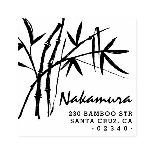 Traditionele Bamboe Ink Script Naam Retouradres Rubberstempel (Afrduk)