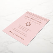 Traditionele band Bat Mitzvah Star van David Roos Folie Uitnodiging (Gedraaid)