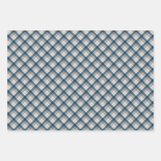 Traditionele Beige Tan Taupe Bruin Blauwgroen Blau Inpakpapier Vel (Voorkant)