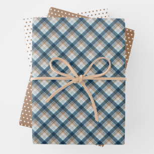 Traditionele Beige Tan Taupe Bruin Blauwgroen Blau Inpakpapier Vel