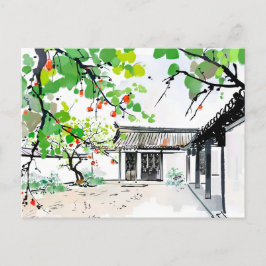 Traditionele binnenplaats van een Chinees huis Briefkaart