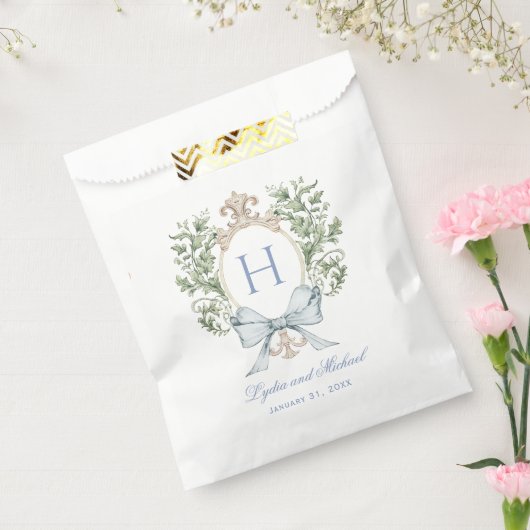 Traditionele bladkam w / boog | Monogram bruiloft Bedankzakje (Gezegeld)