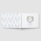 Traditionele bladkam w / boog | Monogram bruiloft Gastenboek (Volledig)