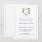 Traditionele bladkam w / boog | Monogram bruiloft Kaart (Voorkant / Achterkant)
