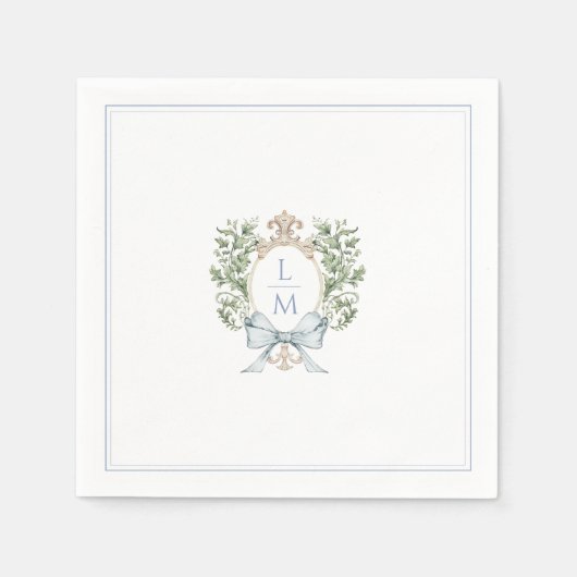 Traditionele bladkam w / boog | Monogram bruiloft Servet (Voorkant)