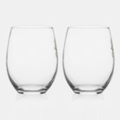 Traditionele bladkam w / boog | Monogram bruiloft Wijnglas Zonder Voet (Rechts)