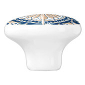 Traditionele blauw en tan Tegel keramische knop (Zijkant)