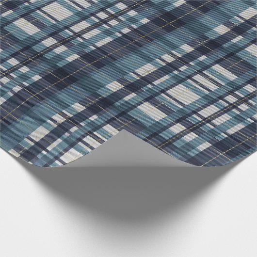 Traditionele blauwe blauwgroen gouden witte madrad cadeaupapier (Hoek)