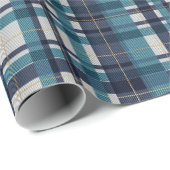 Traditionele blauwe blauwgroen gouden witte madrad cadeaupapier (Rol Hoek)