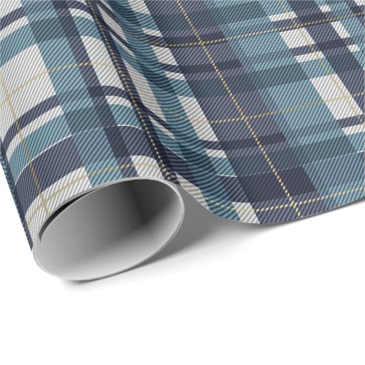 Traditionele blauwe blauwgroen gouden witte madrad cadeaupapier (Rol Hoek)