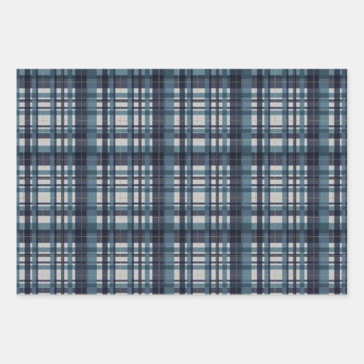 Traditionele blauwe blauwgroen gouden witte madrad inpakpapier vel (Voorkant)