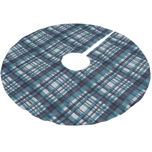 Traditionele blauwe blauwgroen gouden witte madrad kerstboom rok (Gekanteld)