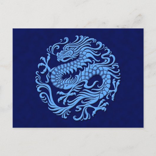Traditionele blauwe Chinese drakencirkel Briefkaart (Voorkant)