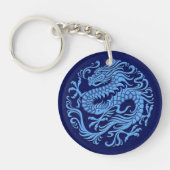 Traditionele blauwe Chinese drakencirkel Sleutelhanger (Voorkant)