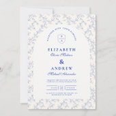 Traditionele blauwe chinoiserie bruiloft kaart (Voorkant)
