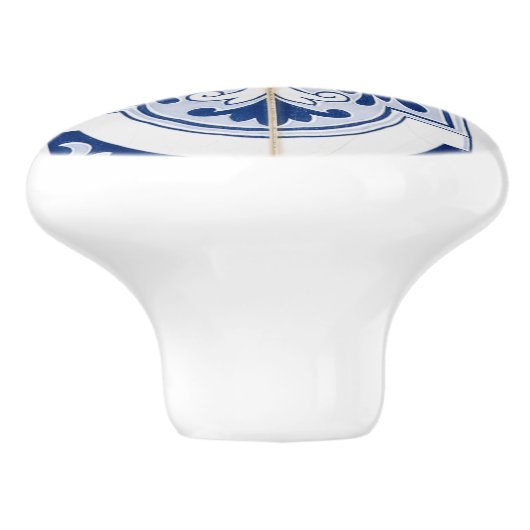 Traditionele blauwe en witte tegel keramische knop (Zijkant)
