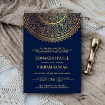 Traditionele Blauwe Gouden Mandala Indiase Bruilof