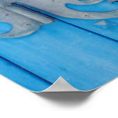 Traditionele Blauwe Houten Deur in Tunesië Poster (Hoek)