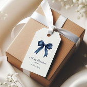 Traditionele blauwe knoop kerst cadeaulabel