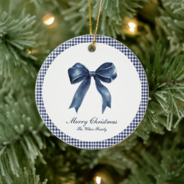 Traditionele blauwe knoop kerst keramisch ornament